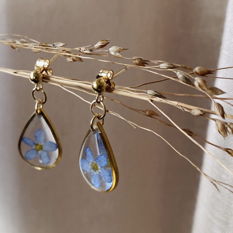 Boucles d'oreilles myosotis